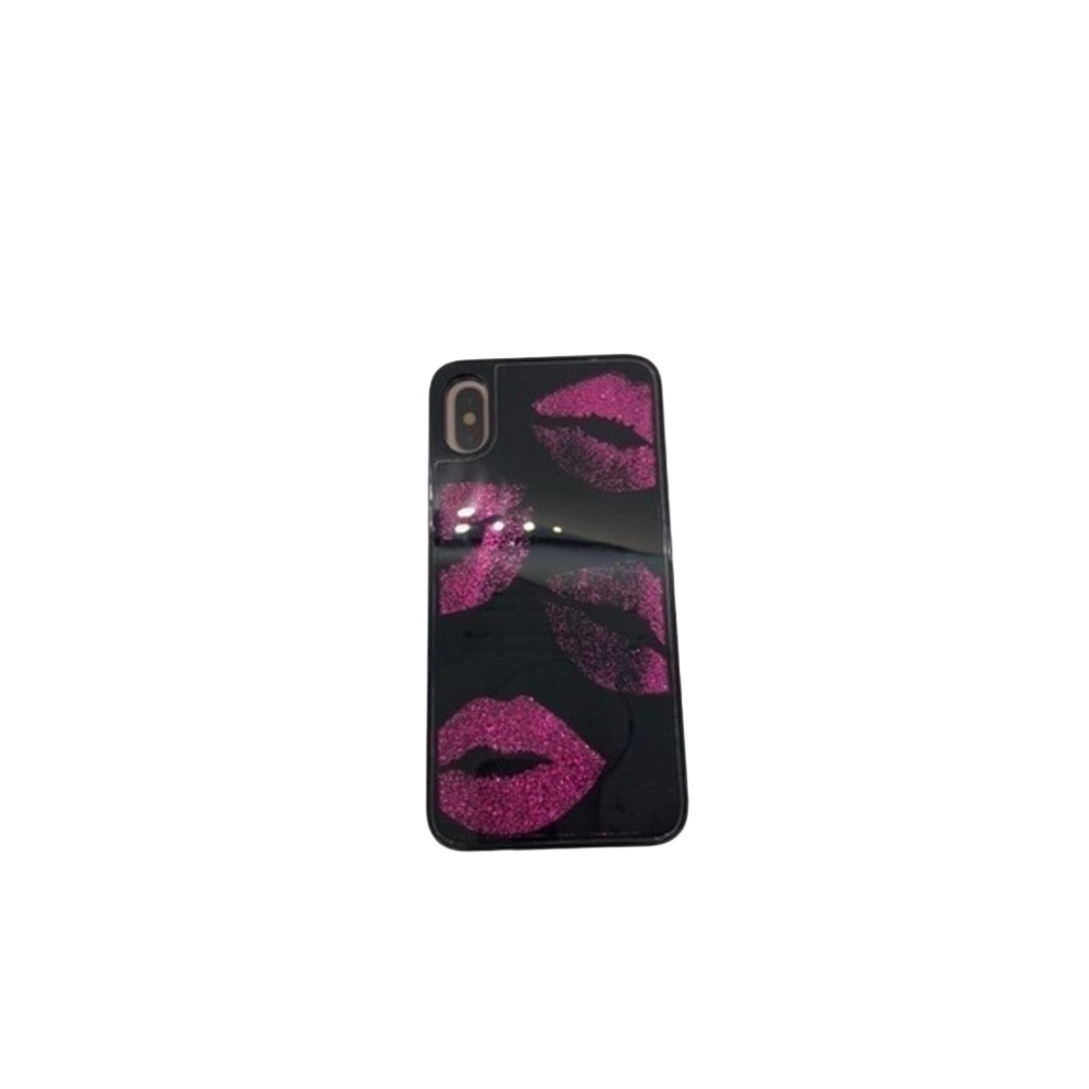 Onn iPhone Plus 6.5 2018 Case Women Black Pink Kiss Lips‎